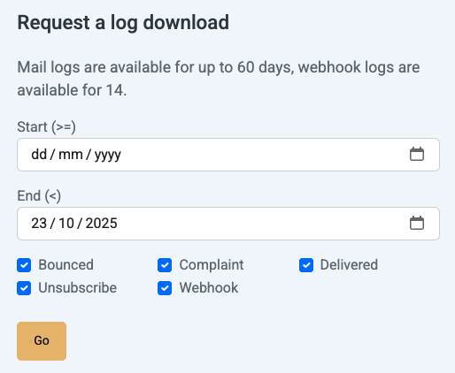 Request a log download