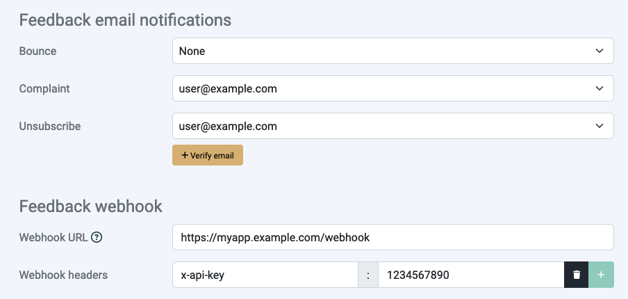 Webhook setup screenshot